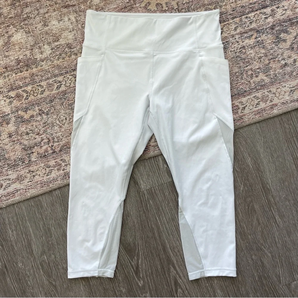 ATHLETA White Leggings Eclipse - Mesh Detail